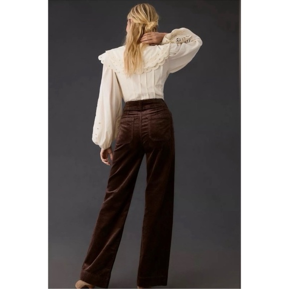 New Anthropologie The Colette Cord Full-Length Wide-Leg Pants 26 Brown - Picture 10 of 10